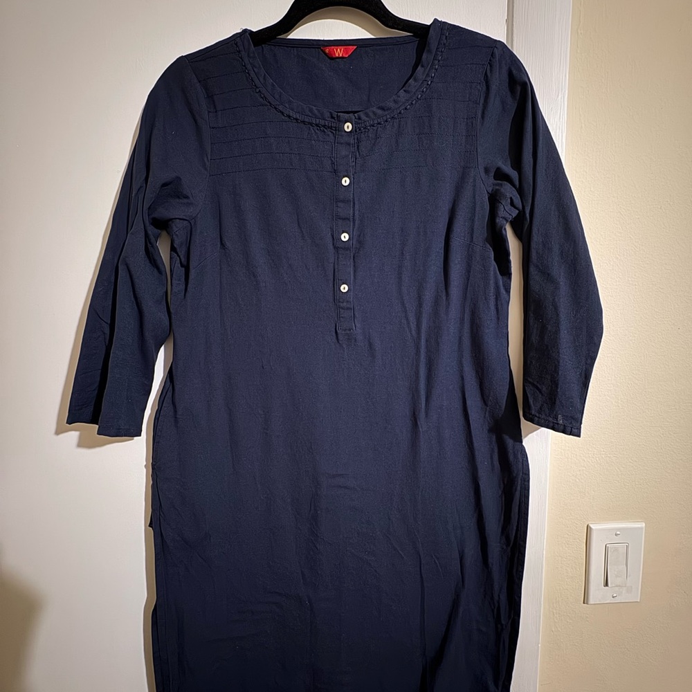 Navy Blue Cotton Kurta, W for Women, size 12